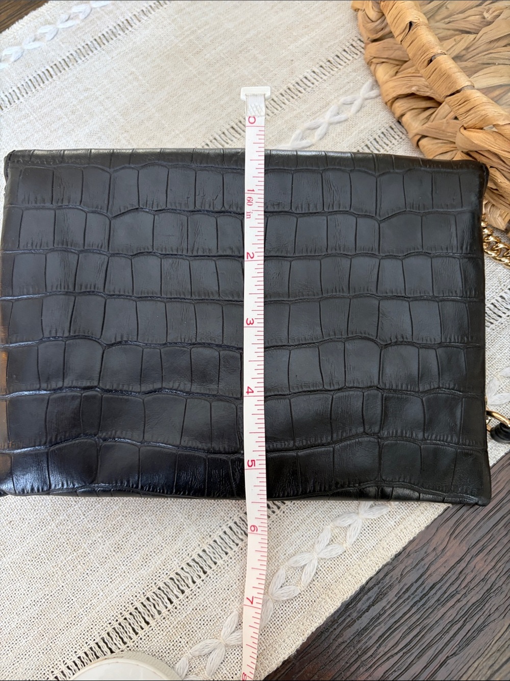 Henri Bendel Debutante Croc embossed Leather Wristlet Clutch with Gold Hardware - Picture 13 of 14